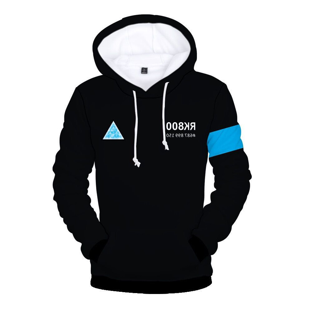 (Connor?Black?, M=US XS) Human Become Detroit Hoodie Sweatshirt Connor Rk800 Kara Jacket Baseball Coat