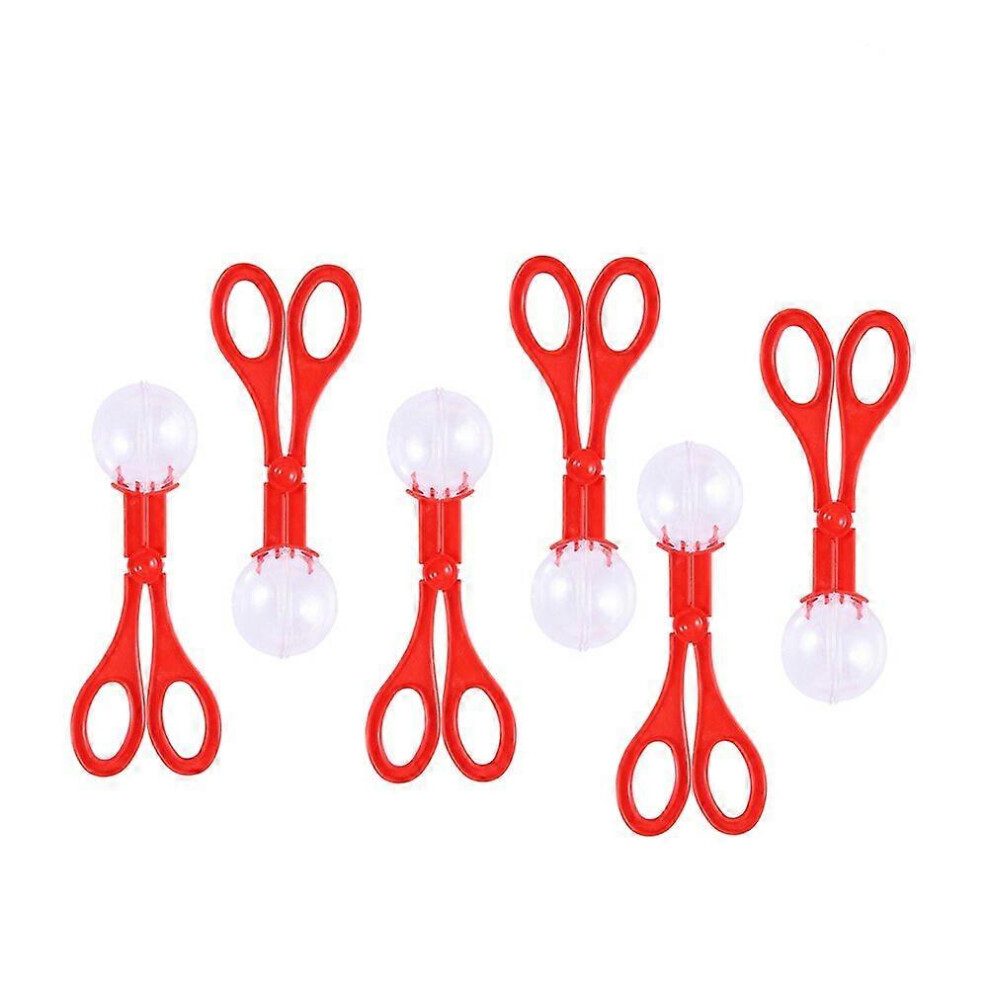 Kricely (As Show, One Size) 6Pcs 17.5Cm Handy Scoopers Bug Catcher Set Bug Tongs Insects Catch Clamp Scissors Outdoor Toys For Kids (Red) Red