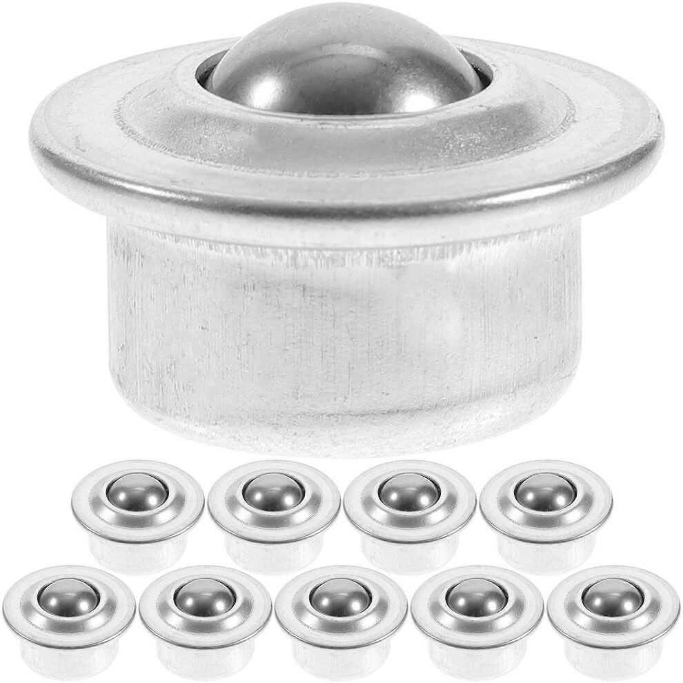 Kricely (As Show, One Size) 10Pcs Stainless Steel Universal Base Metal Ball Bearing Casters Mounted Bearing Transfer Bearings