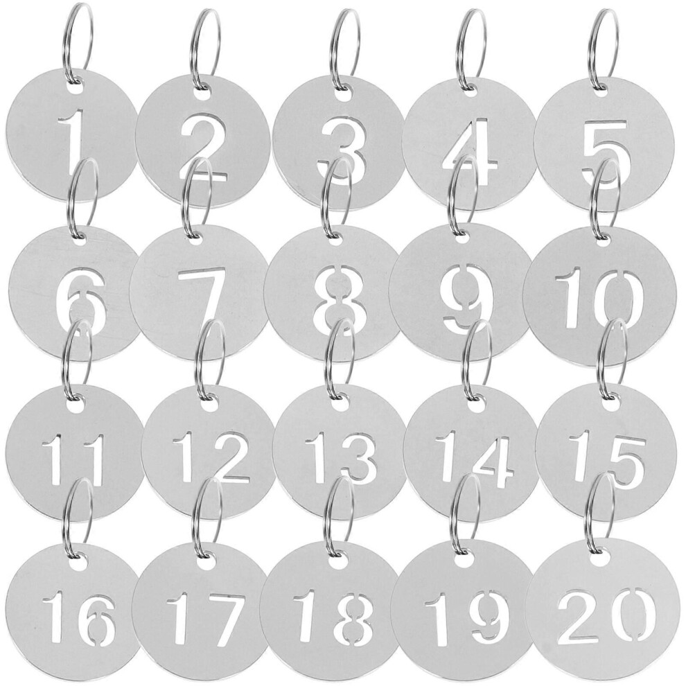 Kricely (As Show, One Size) 20Pcs Stainless Steel Numbered 1-20 Tags Key Tags Stainless Steel Id Tags Luggage Tags