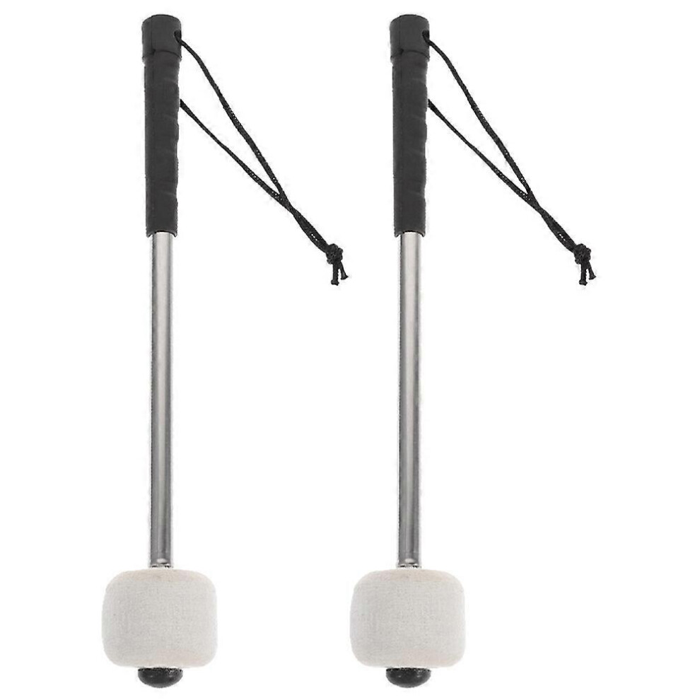 Kricely (As Show, One Size) 2Pcs Felt Bass Drum Mallets Wool Felt Mallets Sticks With Stainless Steel Handle Instrument Percussion Mallets