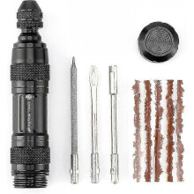 (Black) Tubeless Bike Tire Rep Kit Compatible With Mtb And Ycle Tires, Fix A Puncture Or Flat Fast Tackle Set Plugr Tool And Plugs, With 5
