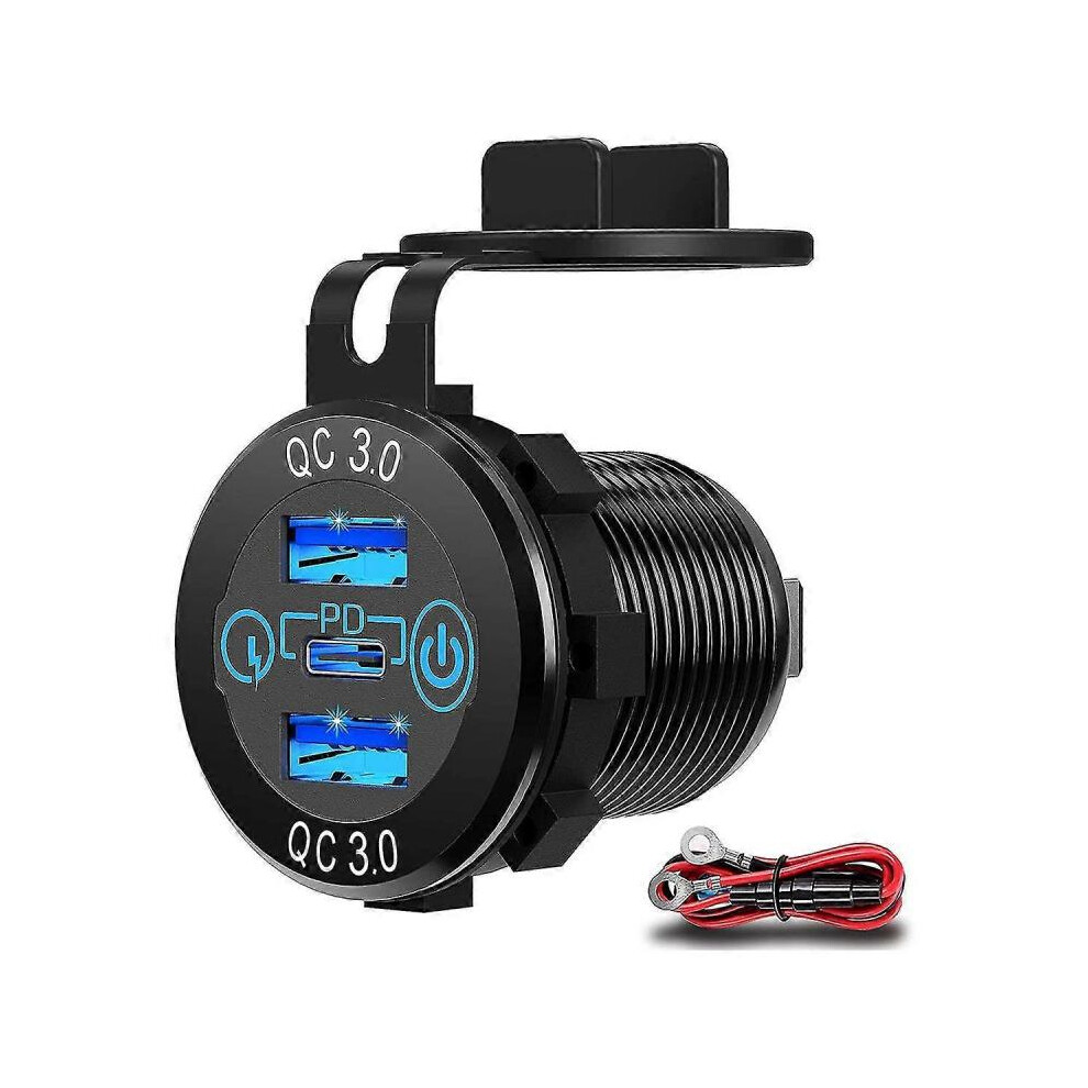 Quick Charge Socket 60W Usb-C Multiple Car Charger Socket Pd 3.0 & Two Qc3.0 Ports With Touch Switc 5004229771357