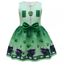 (Green, 100# 3-4y) PAW Patrol Cartoon Dress Marshall Skye Rubble Girls Tank Dresses Bow Tie Dresses