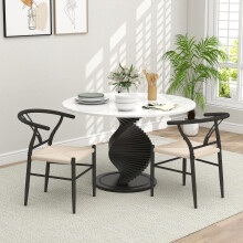 HOMCOM Weave Dining Chairs Set of 2 with Y-Shaped Backrest Hemp Seat Black