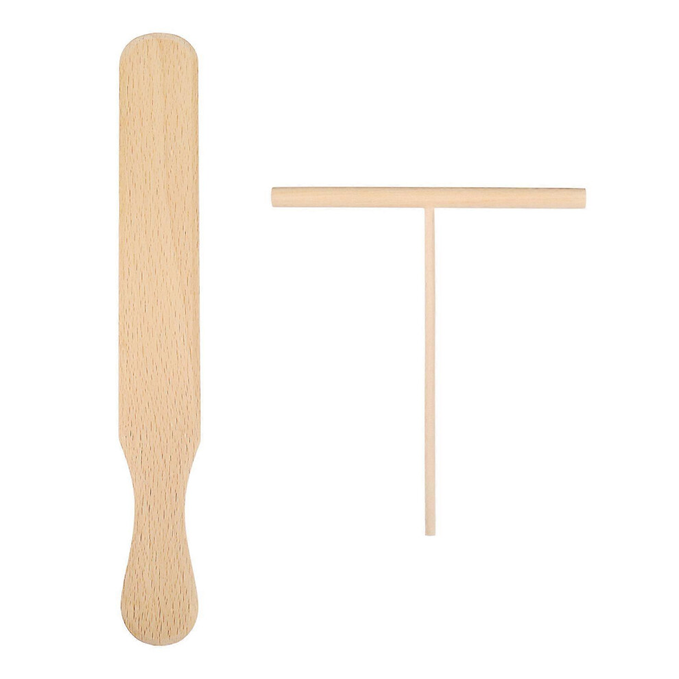 Kricely (As Show, One Size) Cabilock 2Pcs Wooden Crepe Spreader Spatula Set Tortilla Rake Spreading Tools Pancake Cooking Utensils