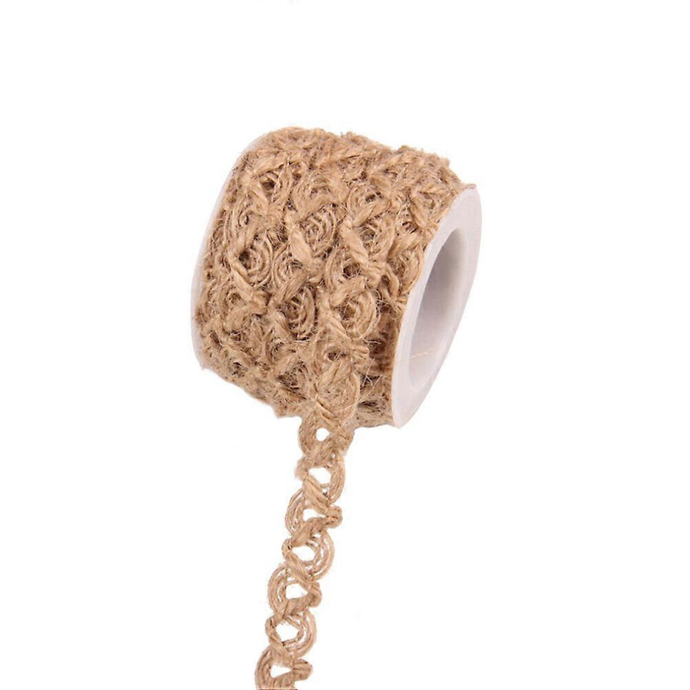 Kricely (As Show, One Size) 5M Natural Hessian Jute Twine Rope Burlap Ribbon Roll For Arts Crafts Gardening Applications Packing Wedding Party Decoration (11#