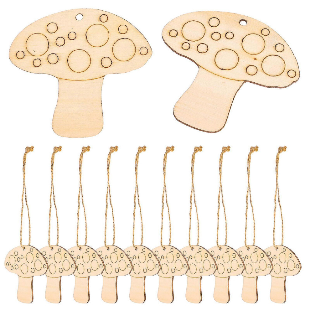 Kricely (As Show, One Size) 10Pcs Wooden Mushroom Cutout Hanging Decor Embellishments Wood Craft Hanging Decor Embellishments