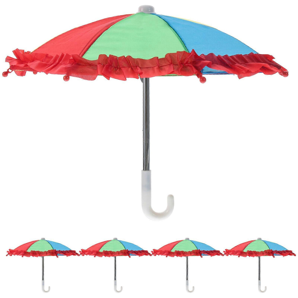 Kricely (As Show, One Size) 5Pcs Colorful Mini Umbrellas Doll Toy Mini Umbrella Decorative Small Umbrella Toy For Doll House Decor