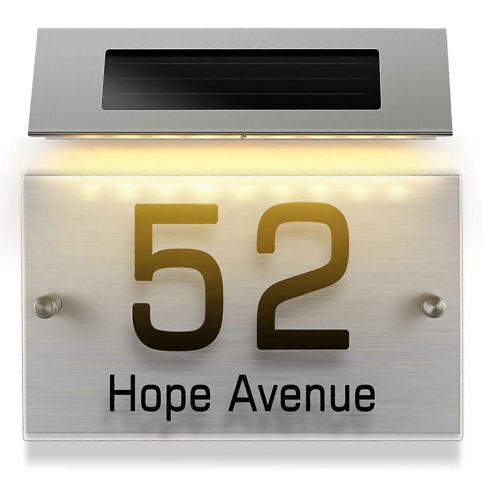 Kricely (As Show, One Size) 1 Set Address Sign House Number Solar Doorplate Lamp Address Number Plate