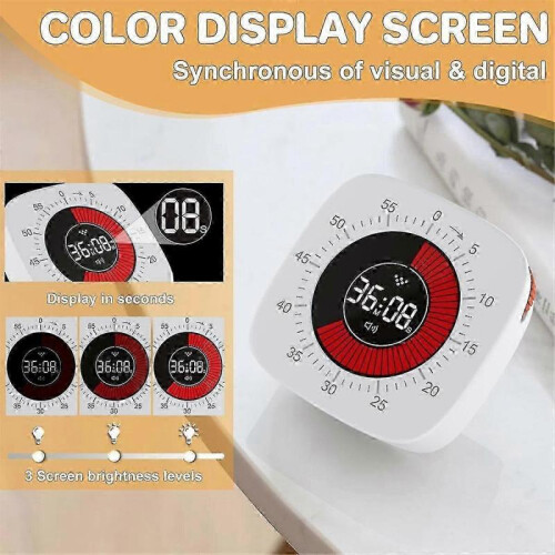 Visual Timer for Kids,digital Timer with 60-minute Countdown, Silent Timer for Desk Timer Clock For 1