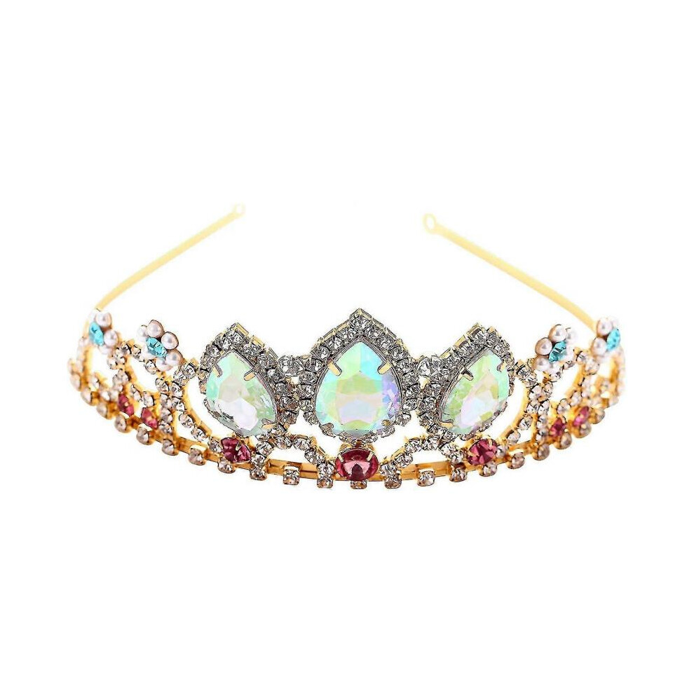 Girls Birthday Gift Rapunzel Tiara Aurora Borealis Stone Sparkle Gold Crown Halloween Princess Tangled Costume Jewelry