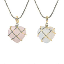 2pcs Heart Crystal Pendant Jewelry Cute Birth Stone Heart Necklace Girls Diamond Castle Necklace