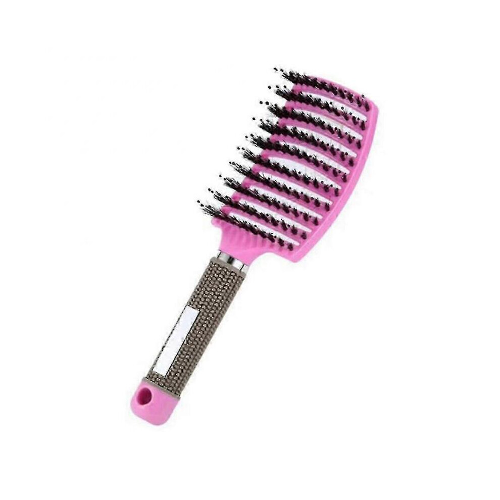 Pink (1Pc, ) Detangling Nylon Bristle Brush Detangle Hairbrush Women Hair Scalp Massage Comb Brush