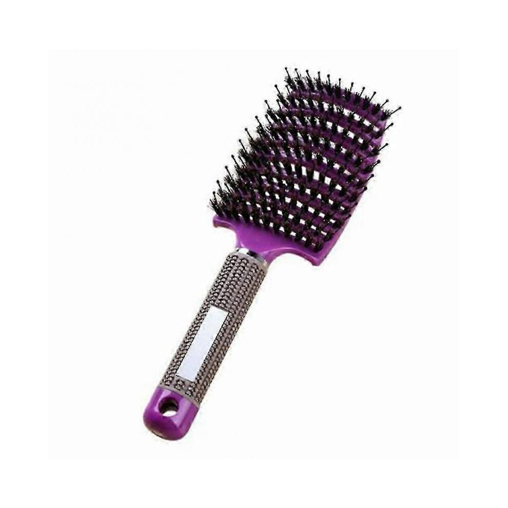 Purple (1Pc, ) Detangling Nylon Bristle Brush Detangle Hairbrush Women Hair Scalp Massage Comb Brush