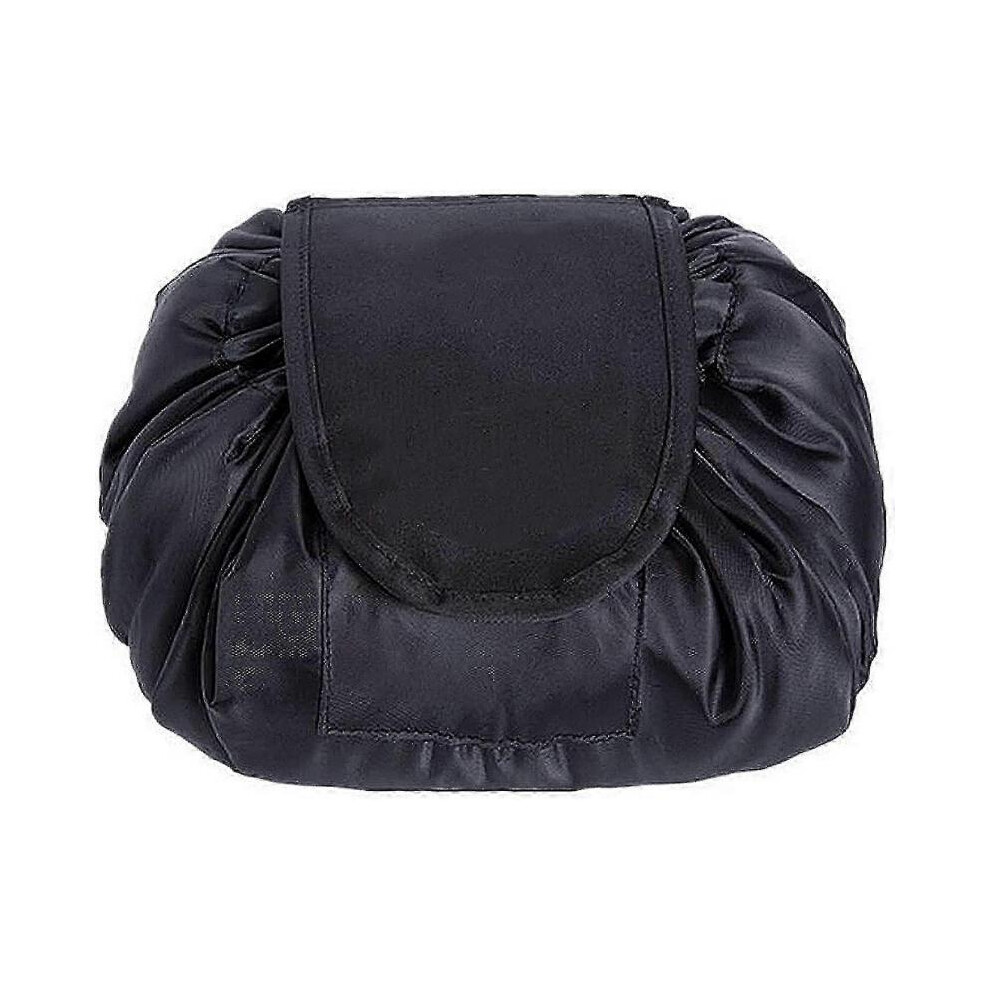 Black Cosmetic Bag, (Black) Makeup Bag, Drawstring Design One Step Organizer, Cosmetic Pouch For Lazy Women