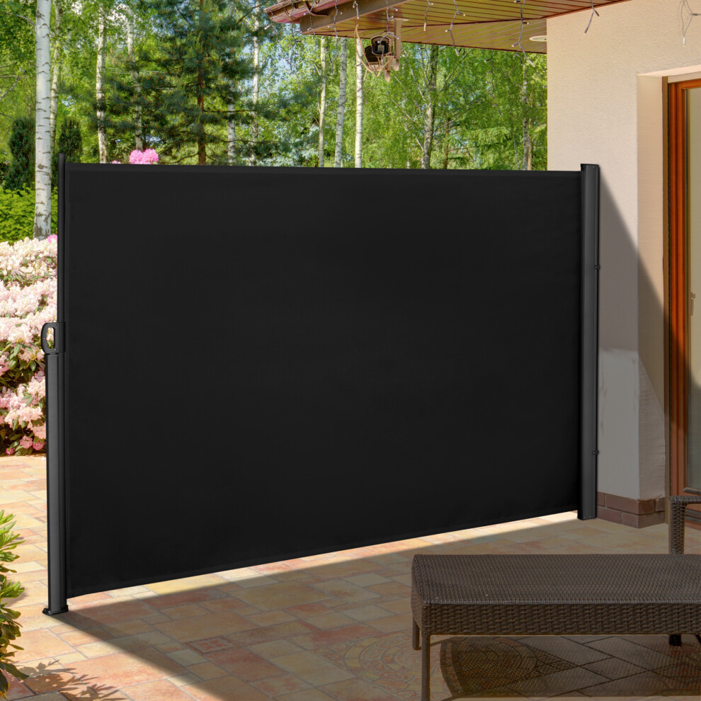 Outsunny 3x1.8M Retractable Side Awning Screen Fence Patio Privacy Divider Black