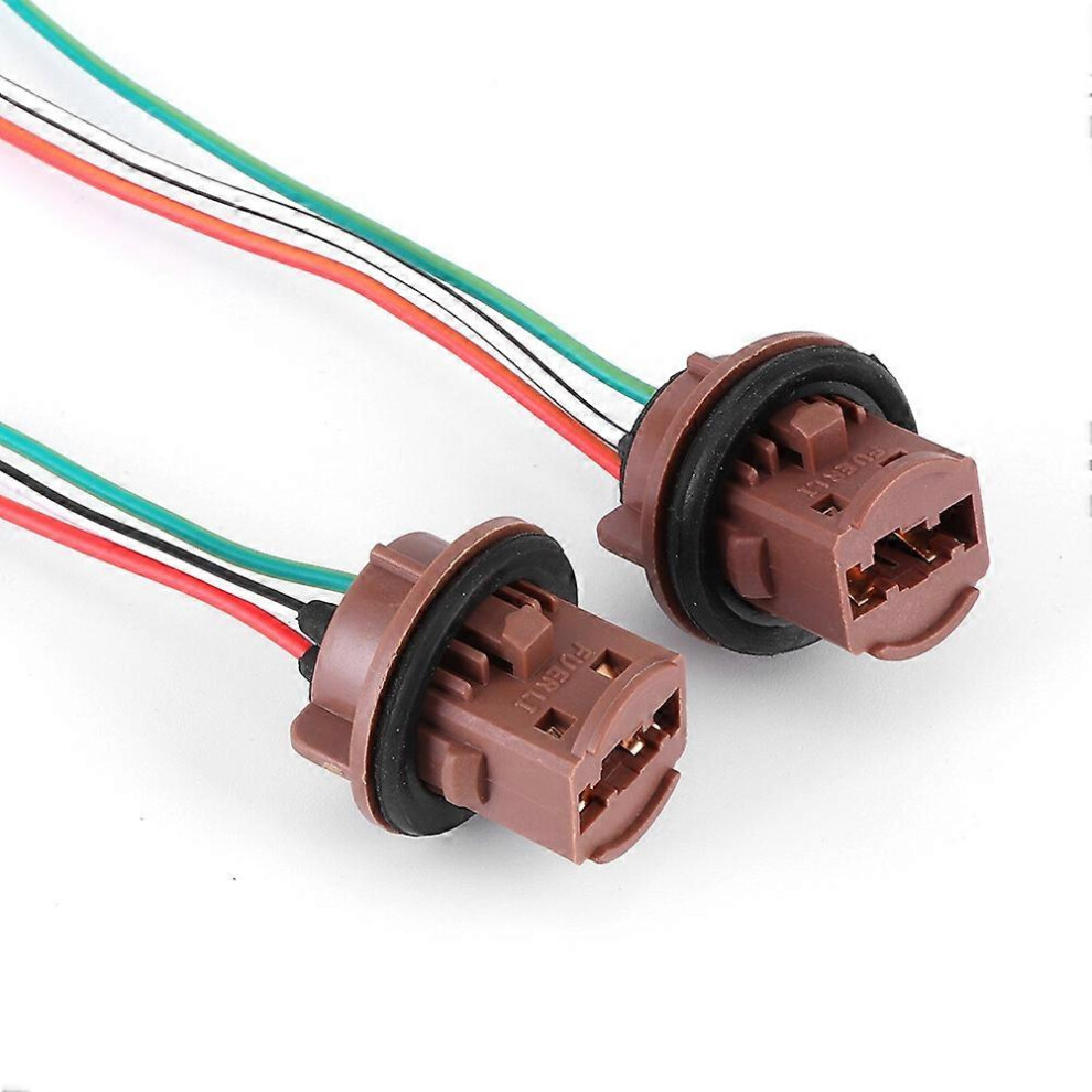 (As Show, One Size) 2Pcs Car Brake Lights Running Lamp Harness Socket Plug For 7440 7441 7443 7444 T20 992A Bulb 6909775600160