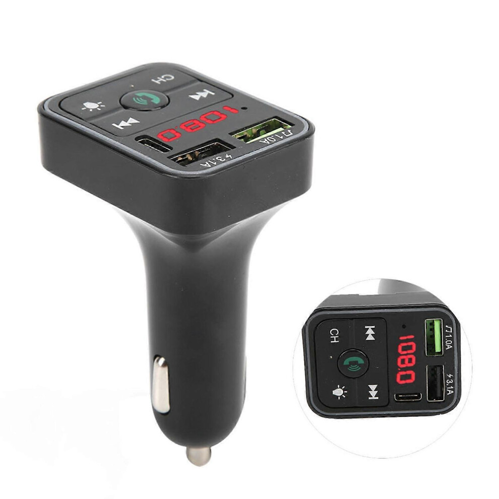 (As Show, One Size) 12V/24V Bluetooth 5.0 Fm Transmitter Mp3 Player Phone Charger With Colorful Atmospheres Light 6909775648308