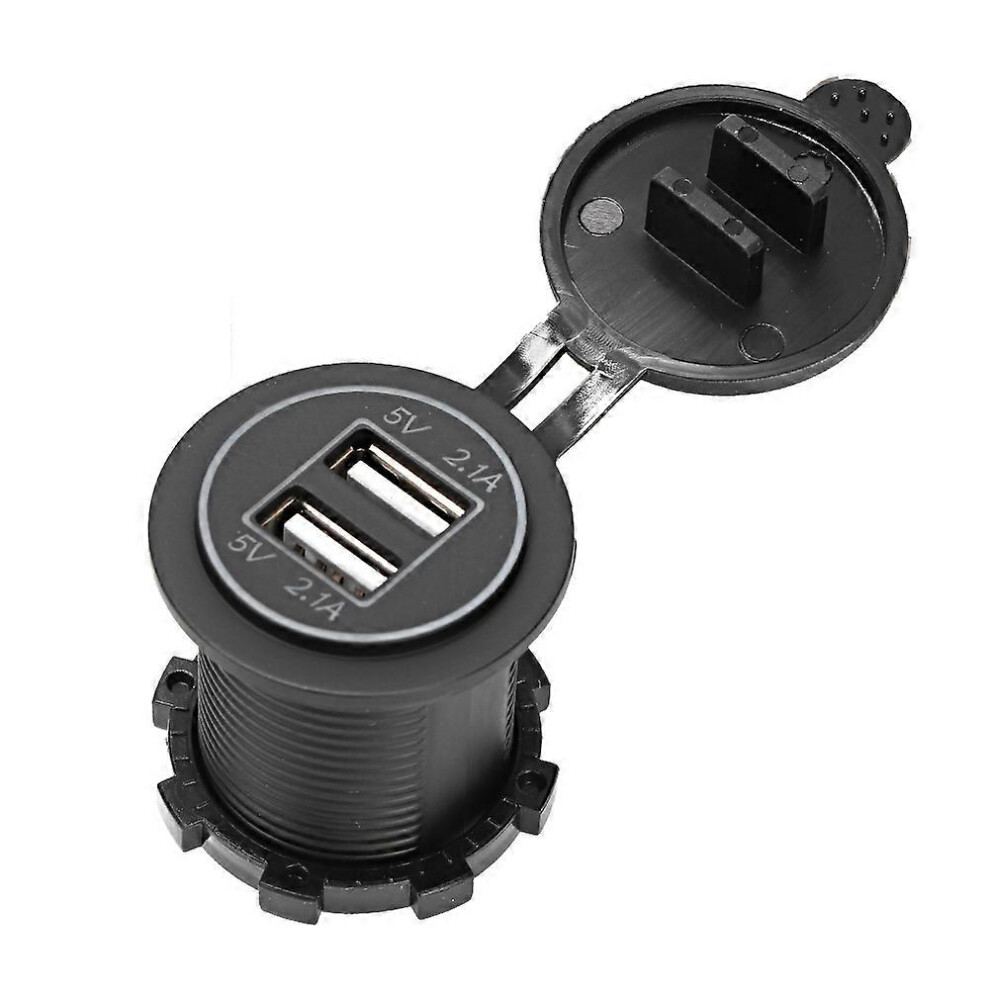 (As Show, One Size) Waterproof Car Motorcycle Boat 4.2A Double Aperture Usb Mobile Phone Chargerred Dc12-24V 6909775589656