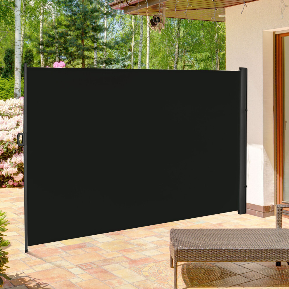 Outsunny 3x2M Retractable Side Awning Screen Fence Patio Privacy Divider Black