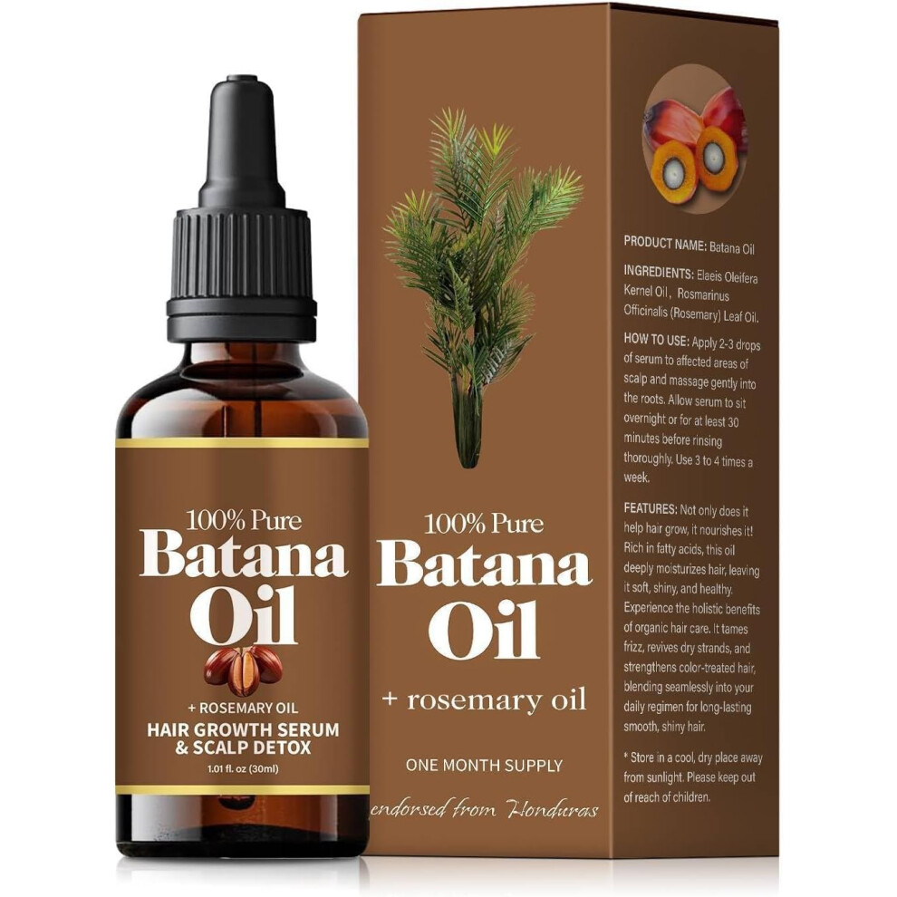 Gogerstar Batana Oil With Rosemary For Hair Growth, 100% Organic Batana Oil From Honduras With Rosemary, Reduce Hair Loss, Strong&Healthy Hair, Nourish Scalp