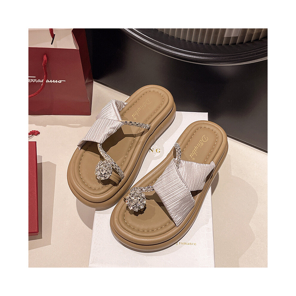 (Khaki, 39) Womens Summer Sophisticated Open Toe Sandals With Classic Shape Round Toe