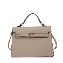 (Khaki) Solid Bag Color Cover Handbag Shoulder Bag With Strap Shoulder Adjustable