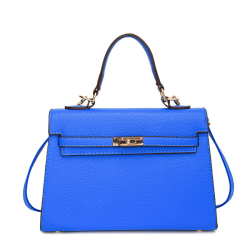 (Navy) Solid Bag Color Cover Handbag Shoulder Bag With Strap Shoulder Adjustable
