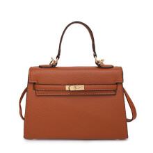 (Brown) Solid Bag Color Cover Handbag Shoulder Bag With Strap Shoulder Adjustable