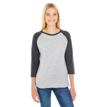 Ladies Baseball T -shirt - White Navy Red - L (D0102H2HRF7)