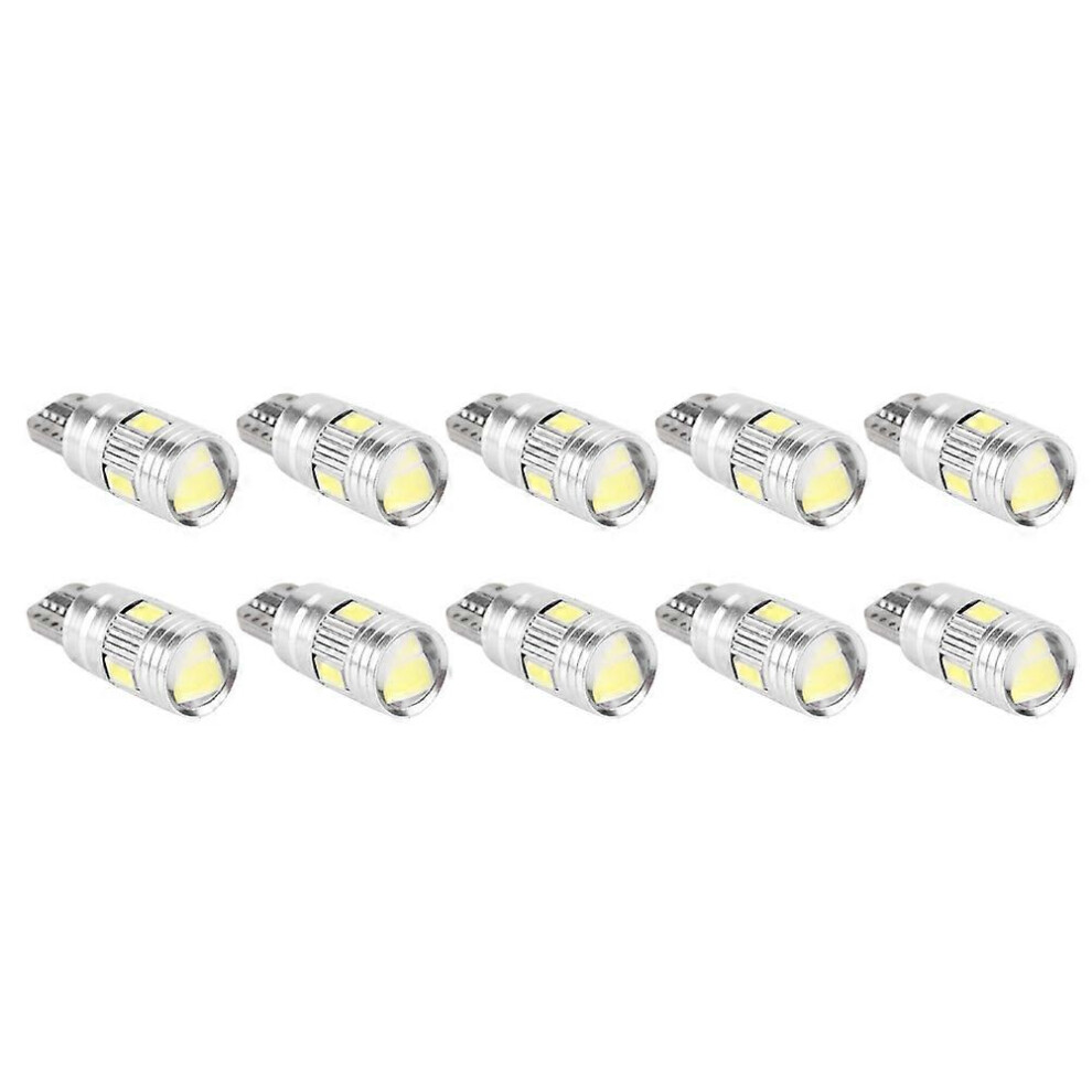 (As Show, One Size) 10Pcs T10 5630 6Smd W5w Car Decoding Led Canbus Bulb Error Free Side Marker License Plate Light 6909775582183