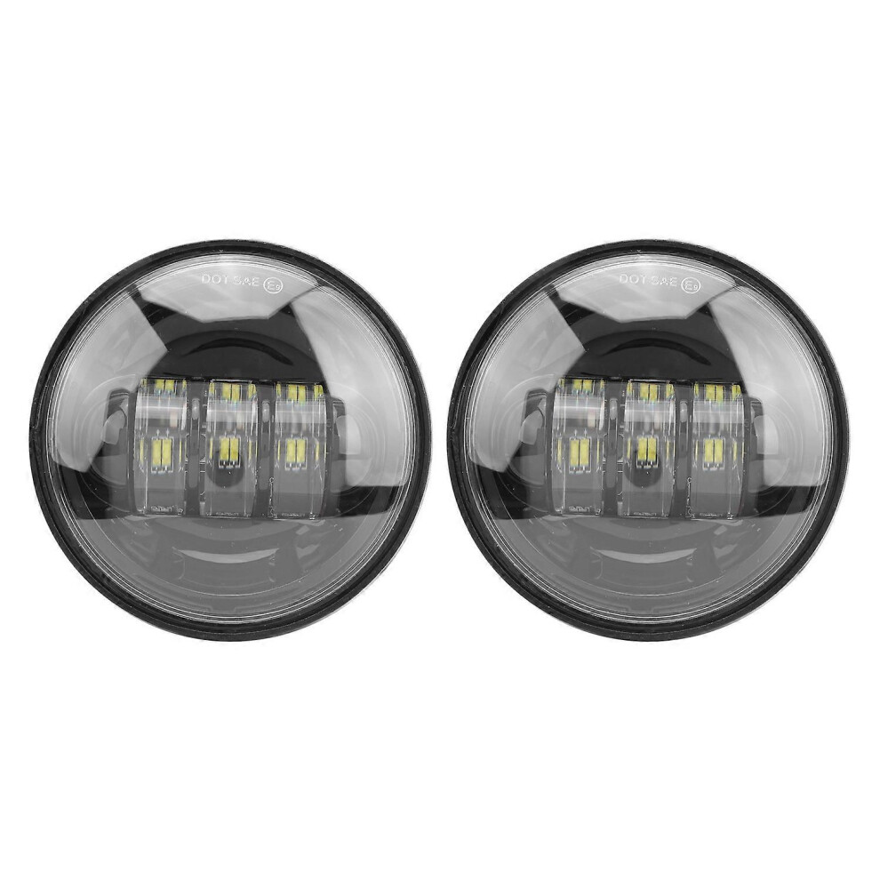 (As Show, One Size) Pair Universal Motorcycle Fog Led Side Auxiliary Lamp 4.5In 60W 6500K Waterproofblack Reflecto Light 6909775660386