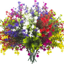 (Mix) Artificial Flowers, 20 Bundles Outdoor Fake Flowers for Decoration UV Resistant Faux Plastic Plants Garden Porch Window Box Décor