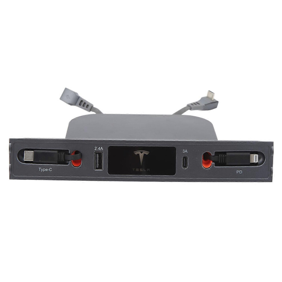 (As Show, One Size) Usb Hub Docking Station With Retractable Line 4 Ports Fast Charging Usb Hub Replacement For Tesla Mo 6909775568033