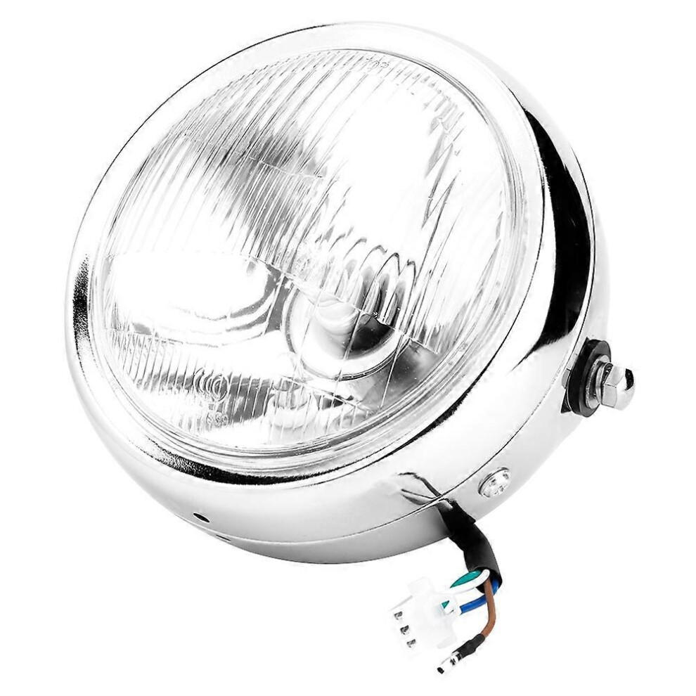 (As Show, One Size) Universal Motorcycle Retro Shell Lens Headlamp Front Headlight For Gn125 Silver/White 6909775536285
