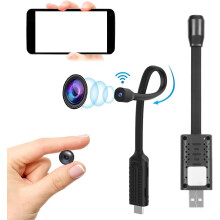 Mini WiFi Wireless Camera with USB Socket, Security Camera, Small Nanny Camera HD 1080p with Night Vision, Motion Detection