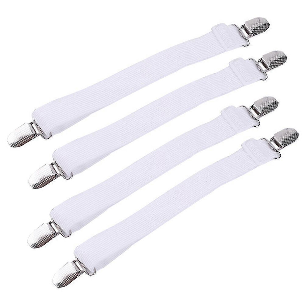 Kricely (As Show, One Size) 4Pcs Multipurpose Bed Sheet Fasteners Adjustable Suspenders Gripper Elastic Strap With Clips For Bed Sheets Mattress Covers