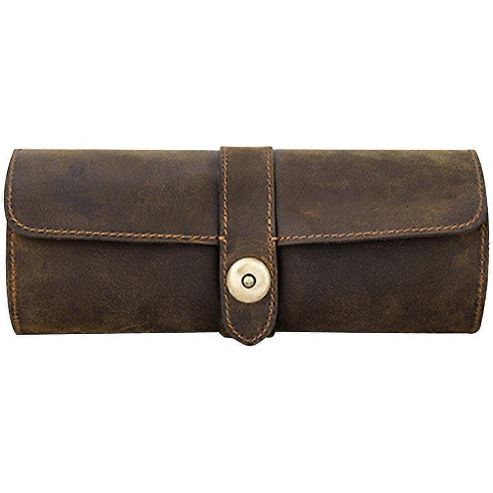 Kricely (As Show, One Size) Leather Watch Case 3 Slots Watch Roll Box Watch Organizer Holder For Men Women