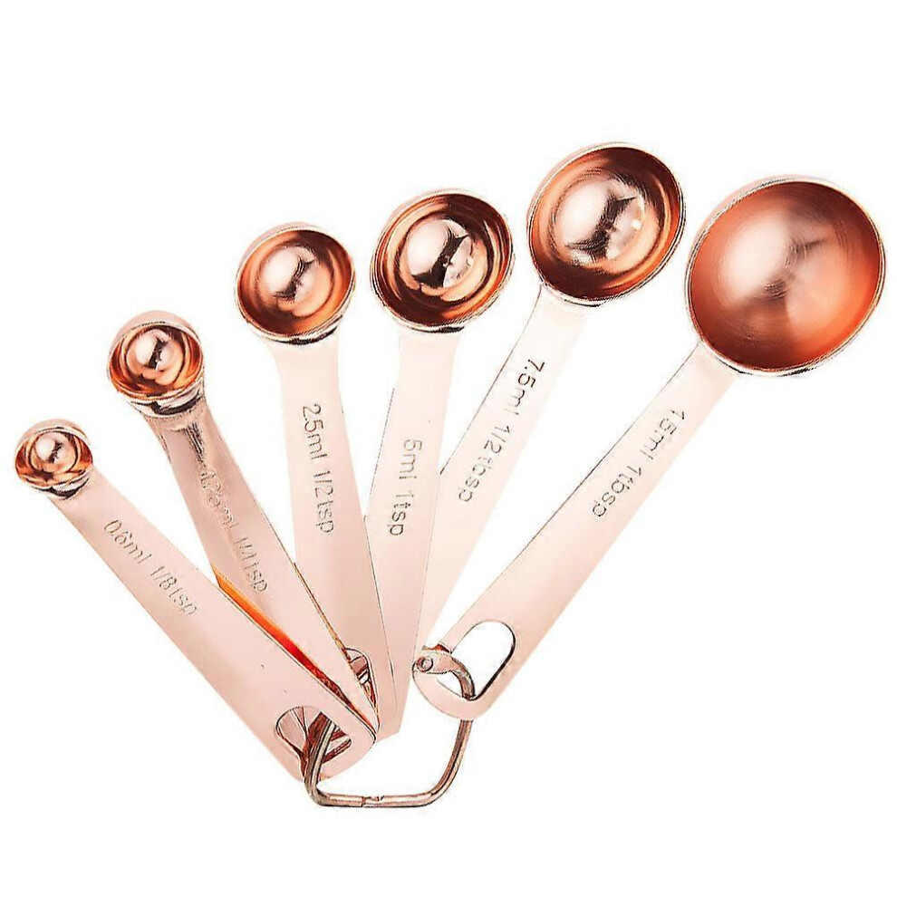 Kricely (As Show, One Size) 1 Set 6Pcs Measuring Spoons Set Measure Cups Kit Kitchen Gadget Baking Supplies (Golden) Golden
