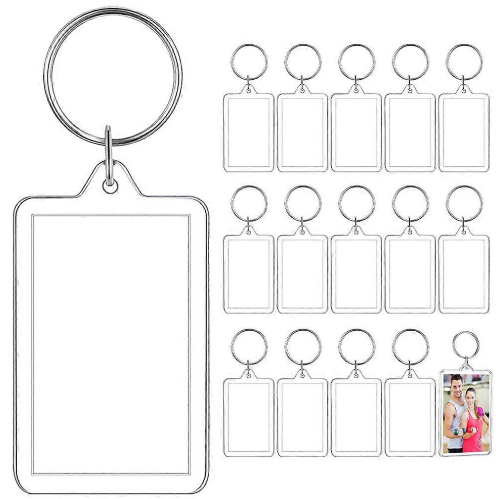 Kricely (As Show, One Size) 16Pcs Acrylic Photo Frame Key Rings Clear Blank Picture Frame Key Chain