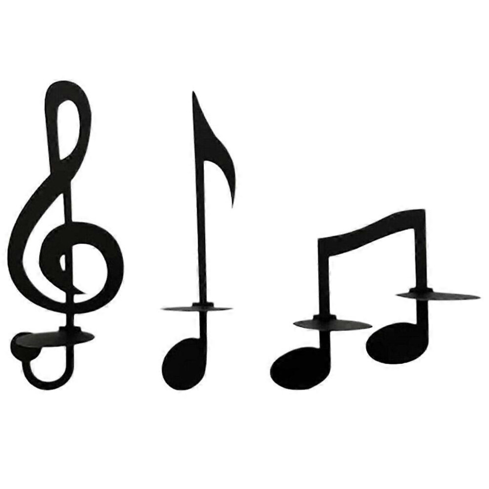 Kricely (As Show, One Size) 3Pcs Decorative Music Note Wall Sconce Novel Music Note Shape Wall Candlestick Metal Candle Holder