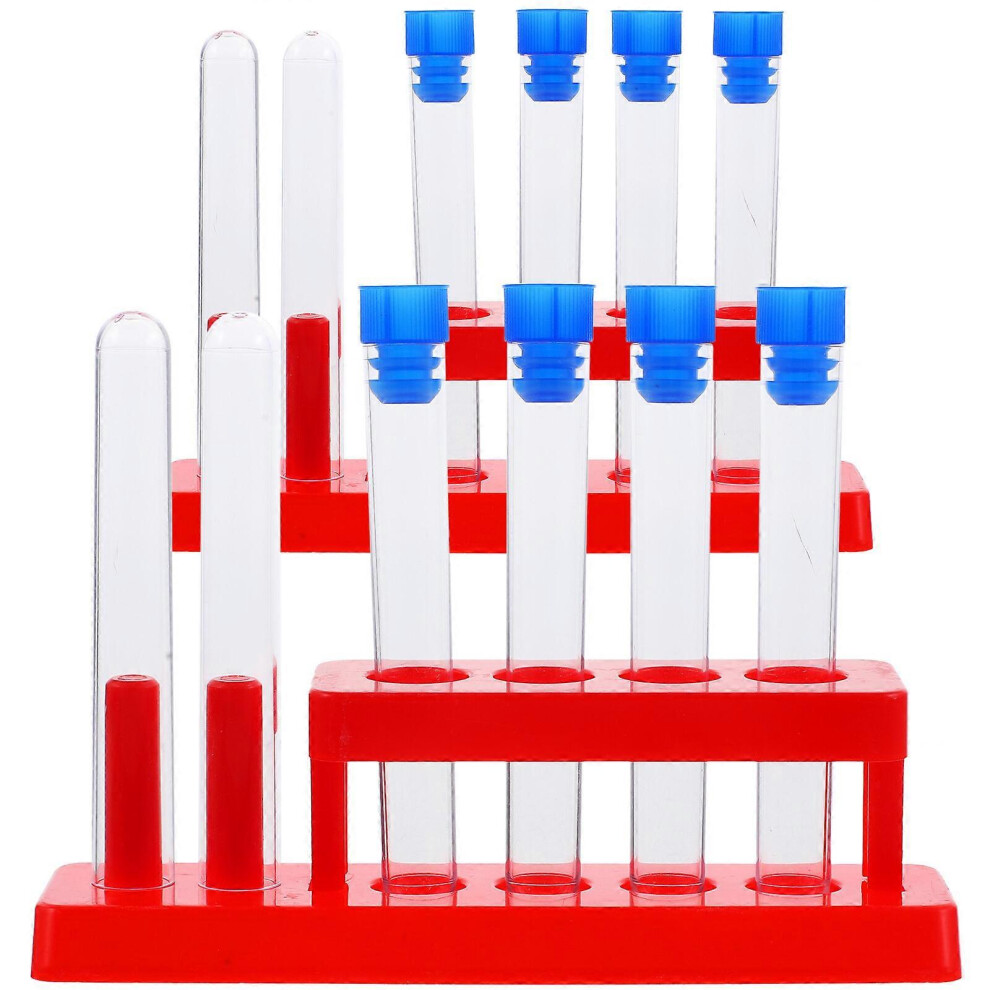 Kricely (As Show, One Size) 1 Set Laboratory Testing Tubes Experiment Vials Liquid Tubes With Storage Rack