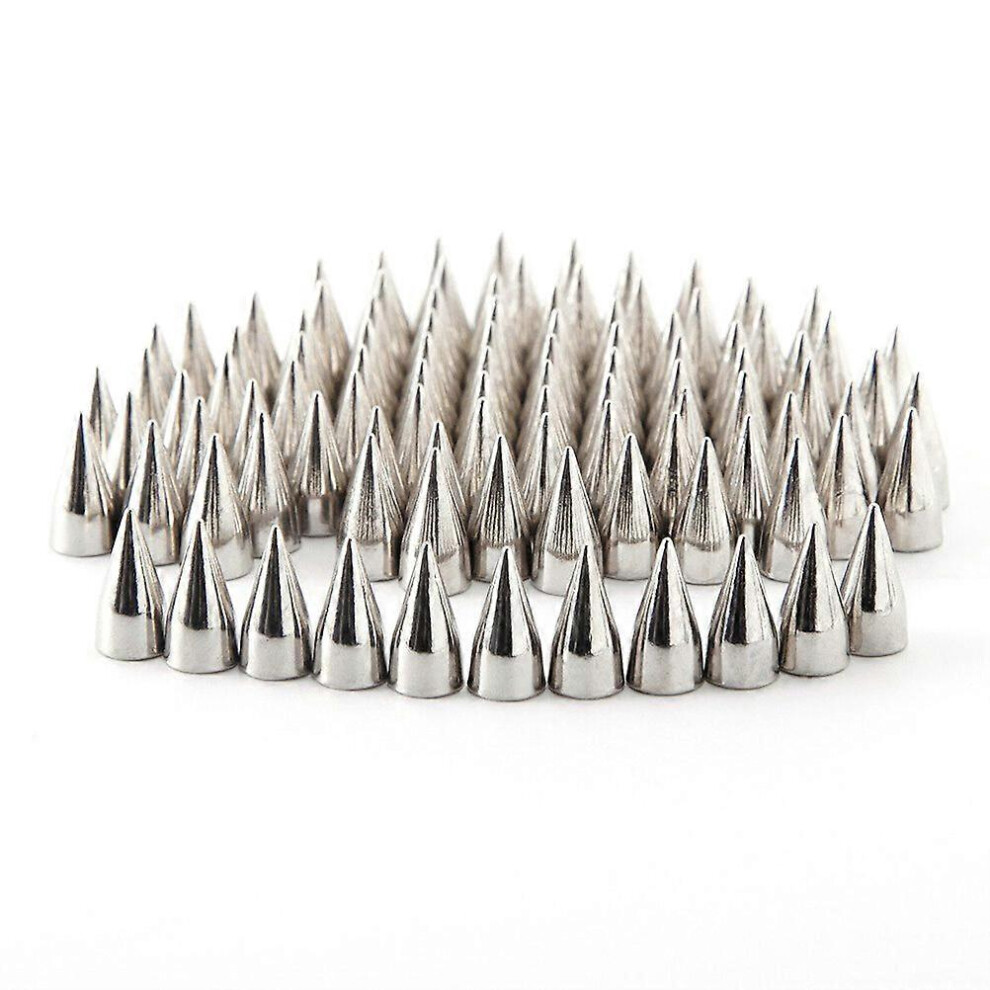 Kricely (As Show, One Size) 100Pcs 7*9Mm Metal Cone Spikes Screwback Studs Diy Leather Craft Punk Style Rivets (Silver) Silver