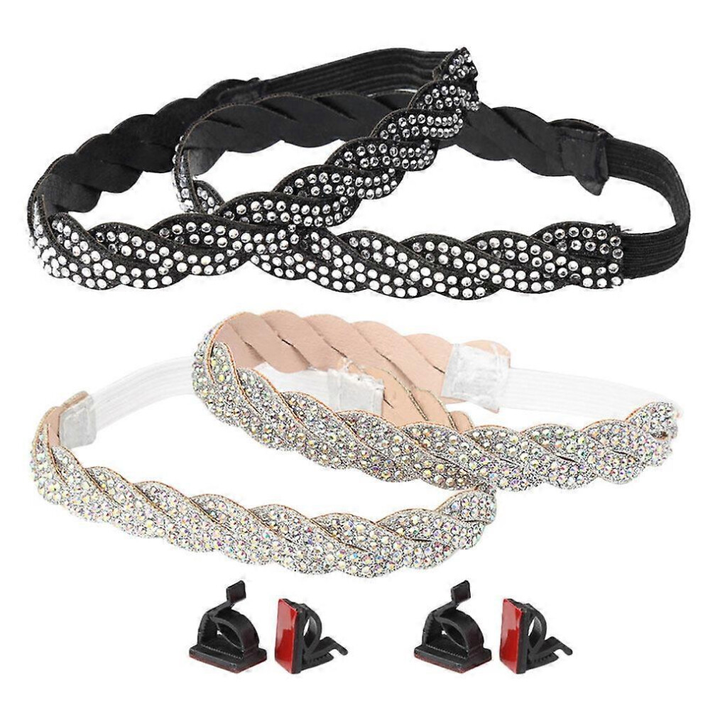 Kricely (As Show, One Size) 4Pcs Elastic High Heel Strap Detachable Shoelace Rhinestones Heels Shoe Straps
