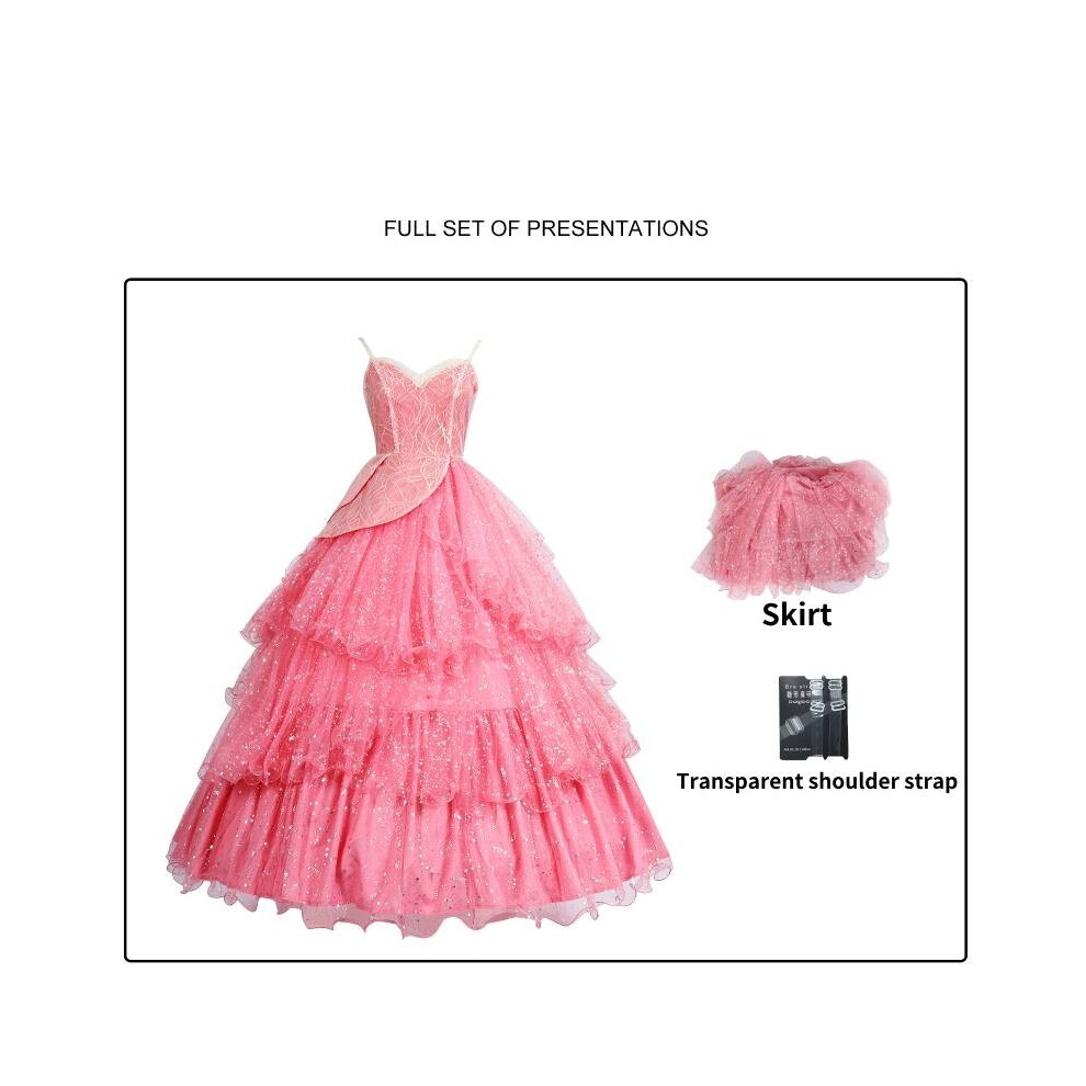 (L) Good For Wicked Glinda Cosplay Costume Dress Halloween Performance Stage Events
