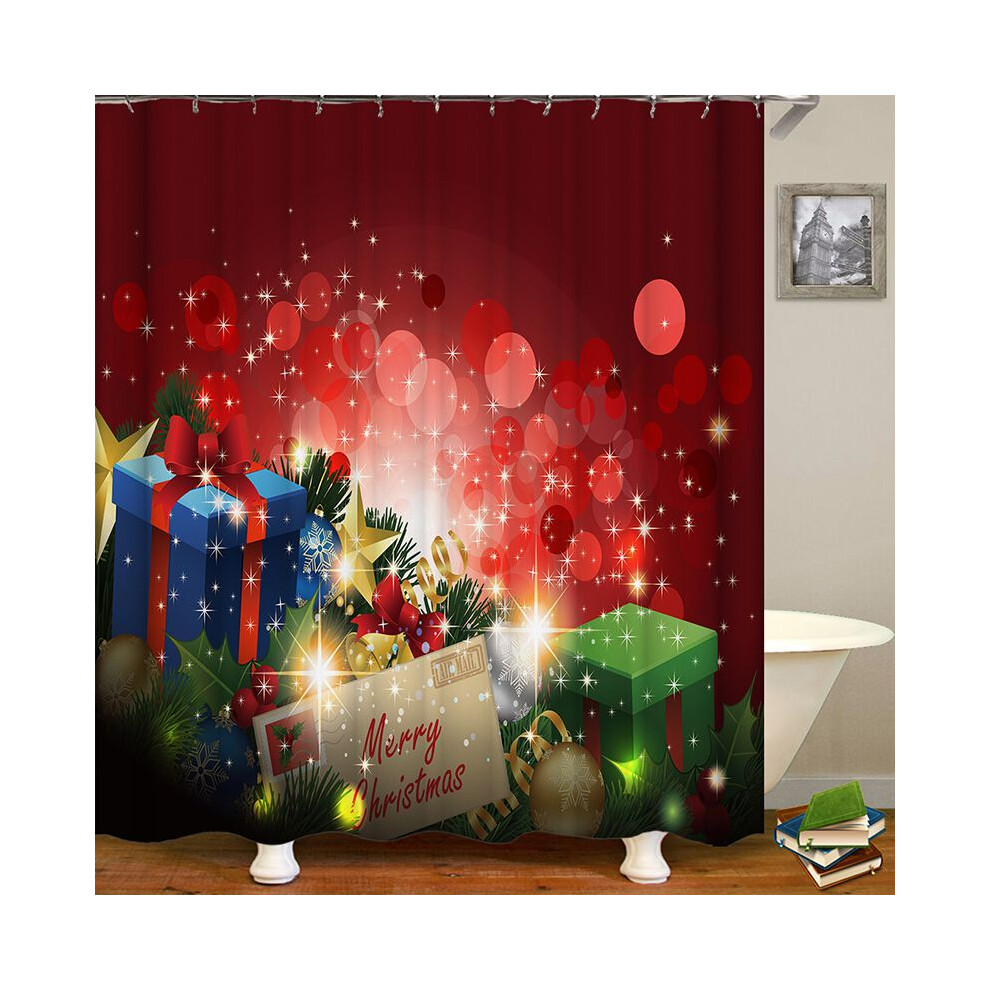 (G)Cajas De Regalo De Navidad En Nieve BañO Ducha Cortina Tela Impermeable 12 Ganchos-image
