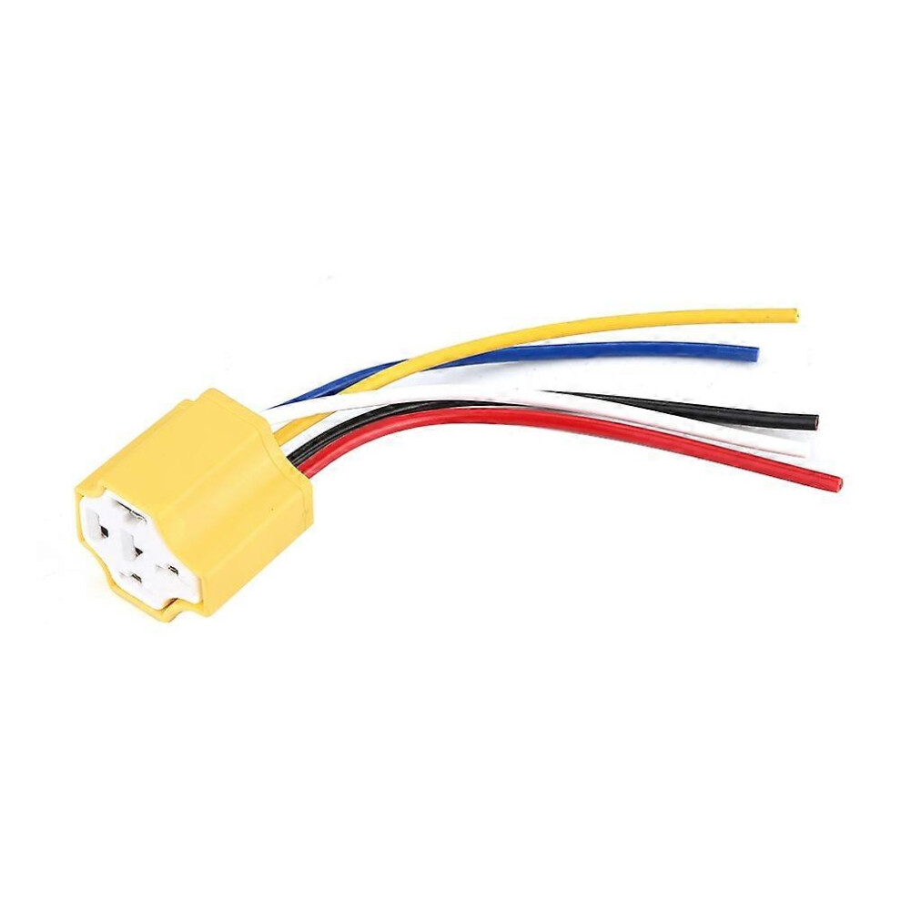 (As Show, One Size) Ceramic 5 Pin Automotive Car Wiring Harness Relay Socket 30-100A White 6909775593752
