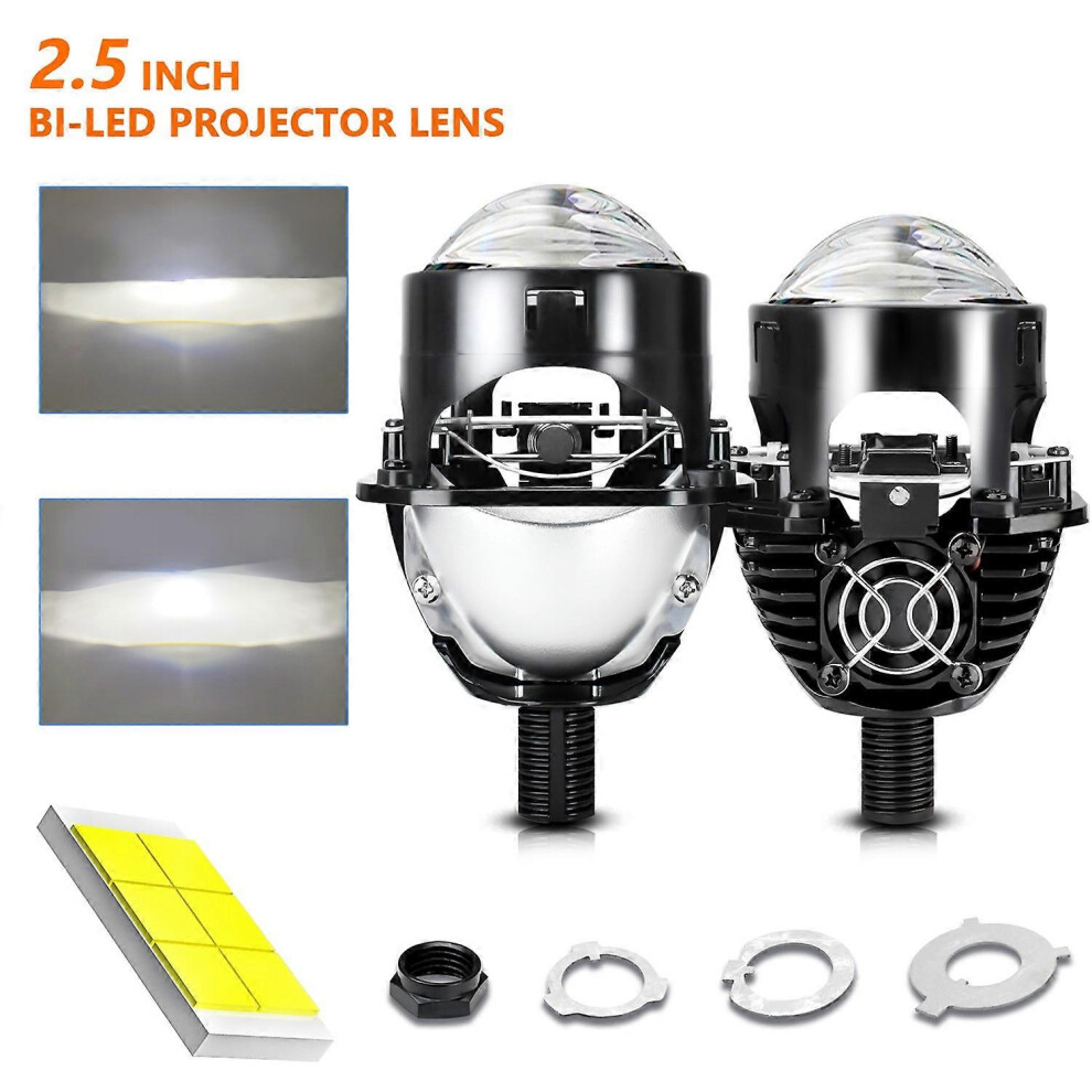 (As Show, One Size) 2.5Inch Led Projector Lens 6000K 8000Lm 110W Car Head H4 H7 9005 9006 Head Kit 2 Pack Ip67 Light 6909775585566