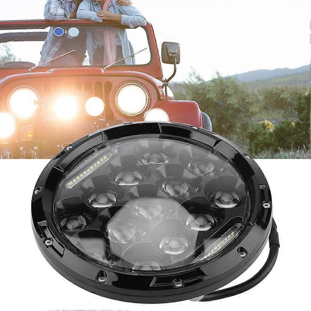 (As Show, One Size) 2Pcs Led Headlight 7Inch 75W Round High Low Beam Dc 12V 24V Lights Headlamp For Jeep Wrangler 6909775619186